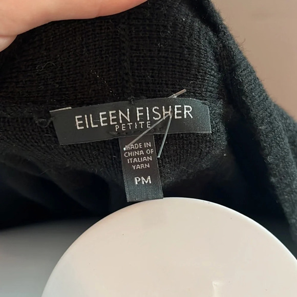 Eileen Fisher Open-Front Merino Wool Cardigan in Black Size Medium Petite - Picture 2 of 6